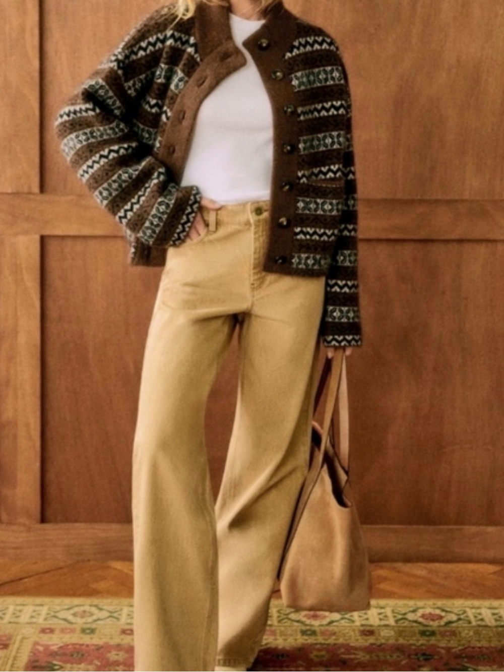 Sezane Wide Leg Jeans in Latte - Sz 40